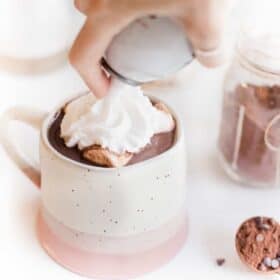 Coconut Whipped Cream on Vegan Hot Cocoa