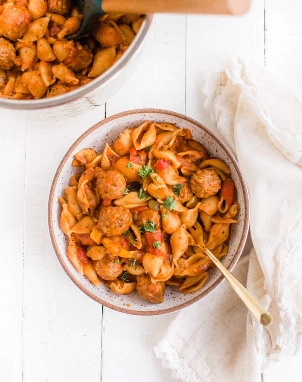 Vegan Instant Pot Pasta With Marinara and Plant Based Meatballs