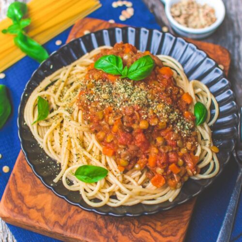 Vegan Lentil Bolognese Pasta with a Protein-Packed Sauce