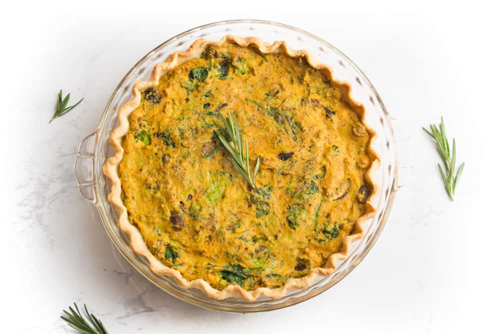 Vegan quiche with herbs