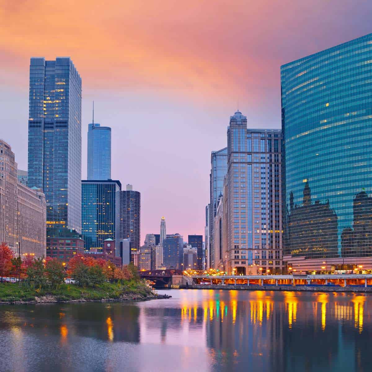 Cityscape photo of a vegan restaurant in Chicago, Illinois.