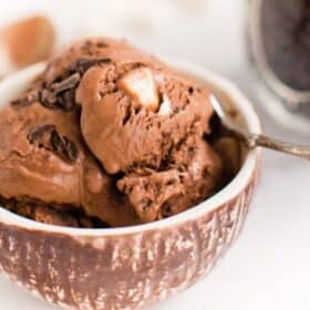 vegan rocky road ice cream in a bowl