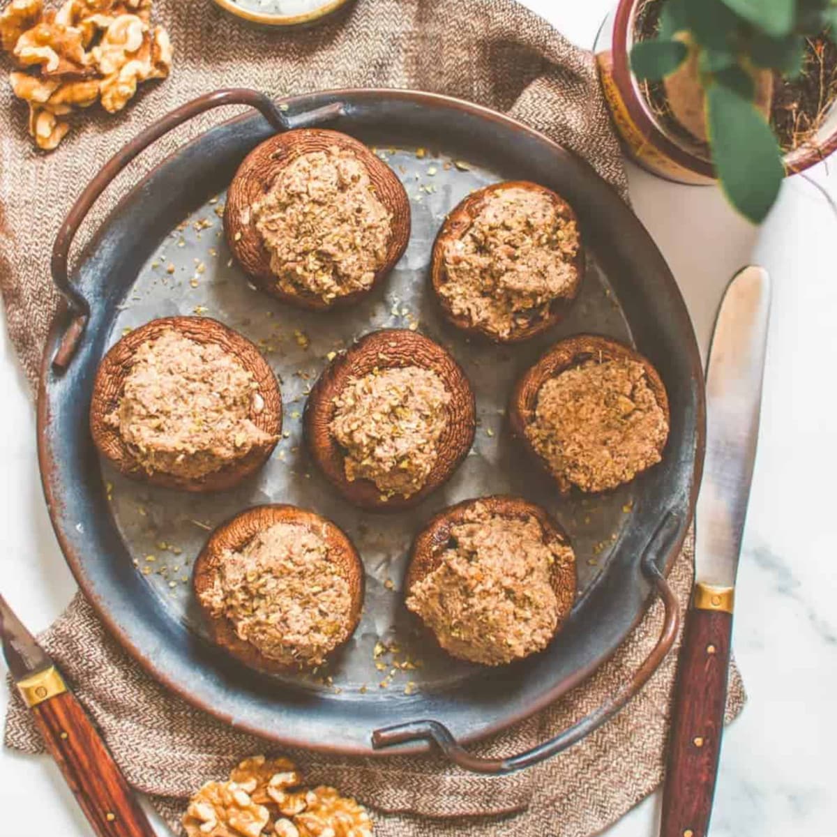 Vegan Stuffed Mushrooms With Crimini Walnut Pâté