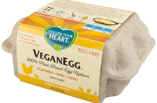 Carton of Vegan Egg from the brand Follow Your Heart on a white background.