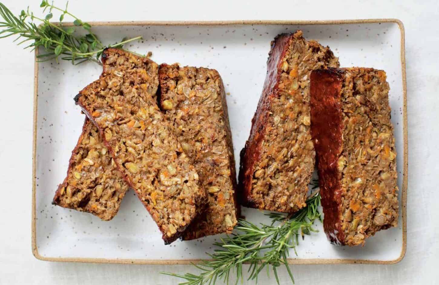 vegetarian lentil loaf with walnuts