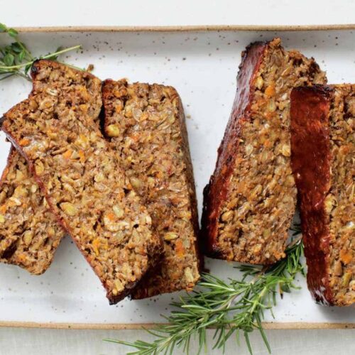 vegetarian lentil loaf with walnuts