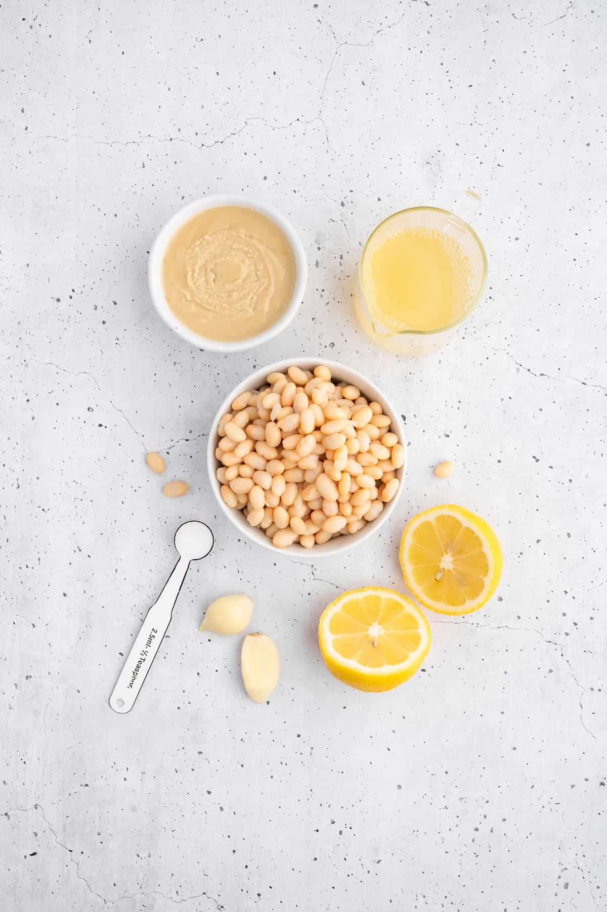 Key ingredients for white bean hummus.