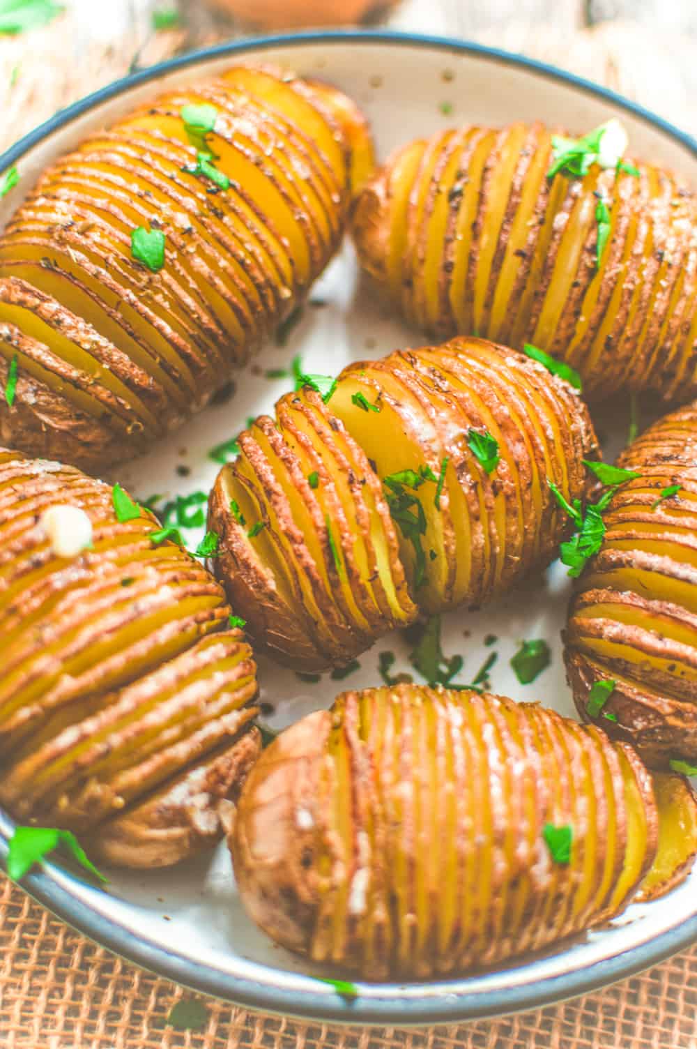 World of Vegan Hasselback Potatoes Close Up