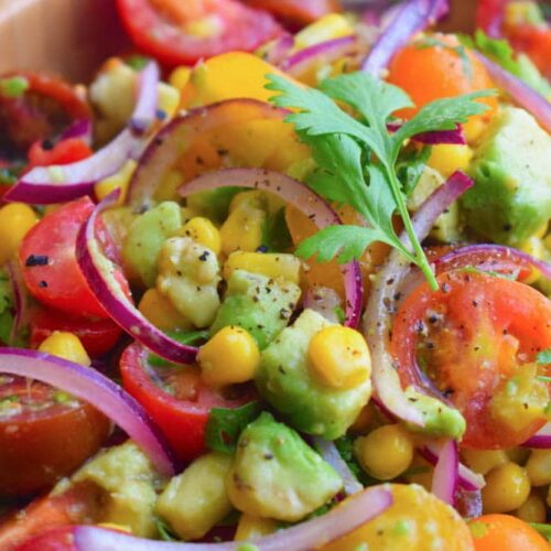 Fresh Summer Tomato Salad Recipe | Easy Vegan Side | World of Vegan | #summer #salad #tomato #avocado #fresh #worldofvegan