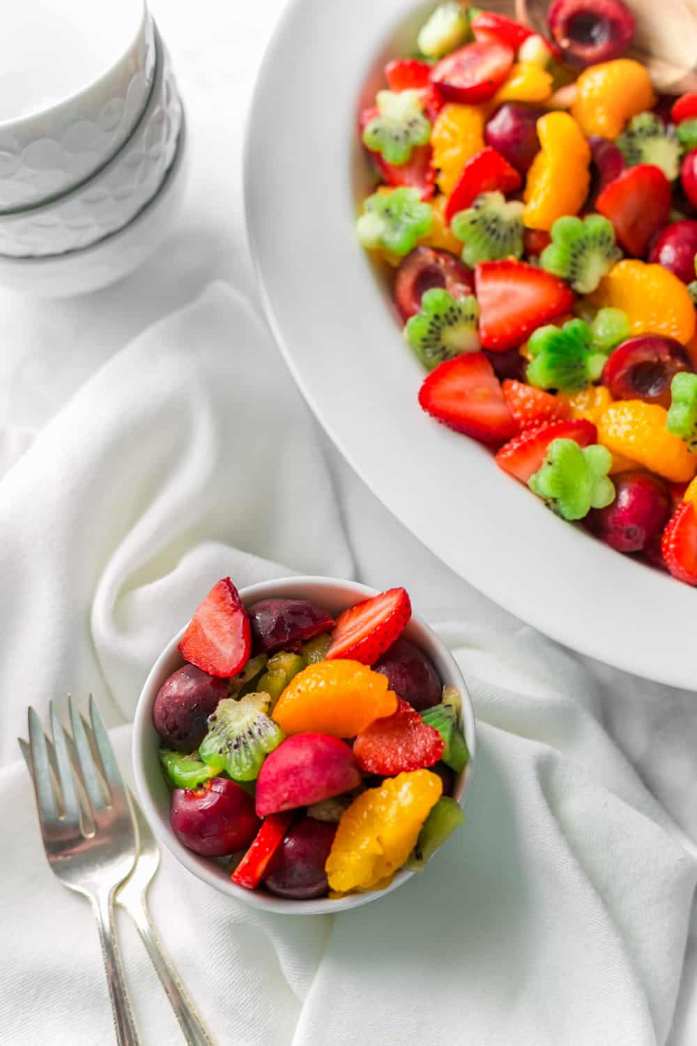Summer Fruit Salad Recipe With Kiwi Strawberries Cherries and Mandarins